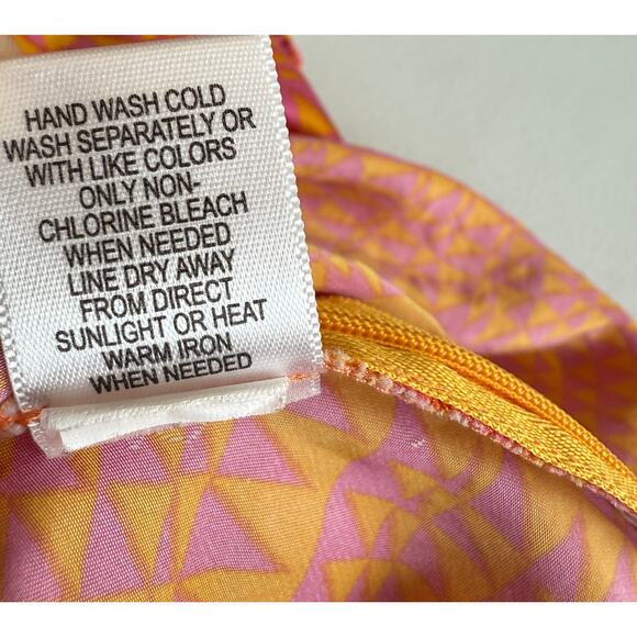 Isaac Mizrahi Blouse Top Women Large Orange Silk V-Neck Sleeveless Baby doll - Picture 9 of 9